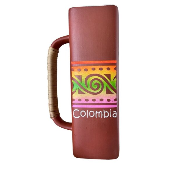Handmade Ceramic Coffee Mug With Woven Handle Colombia Design - Picture 1 of 6